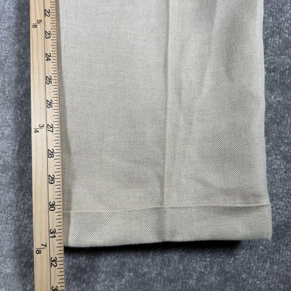Vintage Jos A Bank Pants Men's 34x31 Beige Wool Blend Double Pleated Cuffed